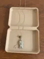 Korean style cute fish pendant necklace with natural stone bead and adjustable silver chain detail. - Spotted Little Fish Style (XL5718C)