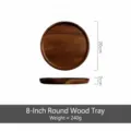 Plateau de service rond en bois 8 pouces style japonais assiette a dessert organisateur - 8 Pouces