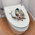 Waterproof butterfly flower toilet seat sticker decorative decal for bathroom home decor - Flower Butterfly And Feather (CH33193) / 30x30cm (Including Packaging)