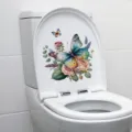 Watercolor butterfly floral toilet seat sticker waterproof self-adhesive bathroom decor variant. - Colorful Watercolor Butterfly And Flowers (CH33187) / 30x30cm (Including Packaging)