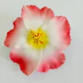 Artificial hibiscus flower hair clip Hawaiian floral accessory for women and girls daily wear - Red White