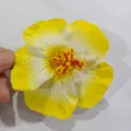 Artificial yellow white hibiscus flower hair accessory variant for Hawaiian party decoration. - Yellow Edged