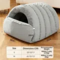 Comodo letto per gatti tunnel grotta grigio peluche sacco nanna per animali con tabella taglie - Sacco a Pelo Chiuso per Animali Domestici Grigio