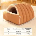Letto per gatti chiuso caldo grotta in peluche sacco a pelo per animali con tabella delle taglie. - Sacco a Pelo Chiuso per Animali Domestici Arancione