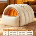 Cozy warm cat bed semi-closed pet sleeping bag winter warm cave nest for small pets. - Pet Sleeping Bag Beige / S