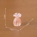 Miniature glass vase dollhouse decor diy ornament pink glossy desktop display 2.3cm height - Wavy Pleated Mouth Style (C2755) / Height 2.3cm / Vase Style 3