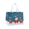 Sac de shopping de Noël en intissé avec charmant motif de père Noël pour les cadeaux fêtes - Paroles de Noël Bleu Foncé (Christmas A1)