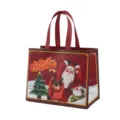 Sac cabas de Noël en intissé sac shopping cadeau avec motif père Noël et renne. - Double Poignée Base Rouge Père Noël Classique (Christmas B14)