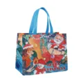 Détail de sac shopping de Noël en intissé, poignées bleues solides, imprimé festif et coloré. - Sacs à anses ruban bleu avec fond carré 3D épaissi (Noël B20)