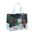Sac de shopping Noël en non-tissé, sac cabas cadeau imprimé bonhomme de neige festif. - Bonhomme de Neige de Noël Enfants Dorés Bleu (Christmas Gilding A15)