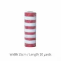 Cinta de malla decorativa navideña roja y blanca, 25 cm de ancho y 10 yardas de largo. - 25CM Rojo y Blanco