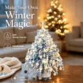 Kit de sapin de Noel en perles DIY avec lumieres chaudes, deco de table bleue artisanale. - Sapin de Noël A002 (Avec Guirlande)