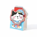 Mini desktop calendar 2027 cute cat design portable monthly planner memo desk decoration - Goodnight Kitten (Blue)