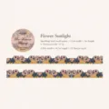 Decorative floral washi tape variant with sparkling sand finish, 1.5cm width for journaling. - Flower Glimmer