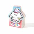 Mini 2027 desk calendar with cute animal cartoon sheep design, compact table planner for office. - Rice Lamb (Pink)
