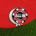 Marqueur de balle de golf en metal et clip de casquette avec design de jeton de poker - Style L01 / Clip de Chapeau Nickel Brillant