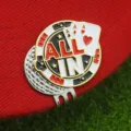 Marqueur de balle de golf clip chapeau métal poker design ALL IN accessoire rouge - Style L02 / Clip de Chapeau Nickel Brillant