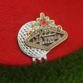Clip de chapeau de marqueur de balle de golf en métal avec design Las Vegas, accessoire. - Style L05 / Clip de Chapeau Nickel Brillant