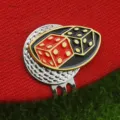 Clip de chapeau de marqueur de balle de golf en métal émaillé avec design de dé unique. - Style L06 / Clip de Chapeau Nickel Brillant