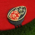 Marqueur de clip de chapeau de golf dés noirs rouges en métal émail accessoire sport - Style L06 / Clip de Chapeau Noir