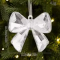 Clear acrylic bow Christmas tree hanging ornament holiday festive decor 11.5x10.7cm - Silver Bow / Acrylic Keychain
