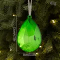 Green teardrop acrylic Christmas tree hanging ornament with diamond faceted design, 12x8cm. - Green Waterdrop / Acrylic Keychain