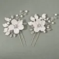 Braut Perle Kristall Blumen Haarnadeln Set elegante Hochzeit Haaraccessoires Damen - Süße Party-Haarnadeln (HS-J7365S)