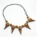 Resin crow skull wooden bead necklace featuring a dark tribal vintage design for use. - Brown
