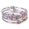 Mehrlagiges Wickelarmband mit bunten Natursteinperlen und filigranen Metallanhaengern. - Kaiserjaspis Armband 3