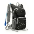 Detail view of the breathable mesh shoulder strap and hydration tube holder on the outdoor backpack. - Black