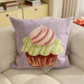 Housse de coussin mauve cupcake aquarelle salon confortable canape oreiller decoratif doux - Tasse à Crème Rayée