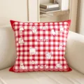 Funda de cojín de cuadros rojos y blancos con gato, cojín decorativo bonito para sofá y dormitorio. - Doble Cara 35x35cm (Funda Sin Relleno) / Diario de Mascotas a Cuadros-3
