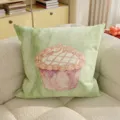 Funda de cojín verde estilo dopamina con estampado de magdalena para sofá de salón. - 35x35cm(Sin Relleno) / Taza de Crema a Cuadros Rosas