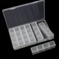 Transparent plastic storage box detail view with multiple compartments for jewelry and beads. - White 28 Grids Individual Lid Box 1 Pc (17.5x10.9x2.7cm)