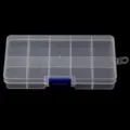 Transparent plastic 10-grid partitioned storage box detail view, clear grid display for small items. - 10 Grids Plastic Box 1 Pc (13x6.5x2cm)