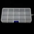 Transparent plastic storage box with multiple compartments for jewelry, beads, and small items. - 15 Grids Blue Buckle Plastic Box 1 Pc