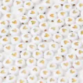 Witte ronde acryl kralen met gouden hart patroon voor DIY handgemaakte sieraden en armbanden. - Wit en Goud Hart Platte Kralen