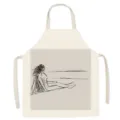 Close up detail of the artistic figure sketch print on the cotton linen kitchen apron. - 65x75cm (Adult Thickened Cotton Linen) / Matisse Art 02