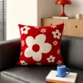 Funda de cojín floral roja y blanca con relleno, cojín suave moderno para sofá y cama. - Funda de Cojín 35x35cm Sin Relleno / Dulce Clúster de Flores de Primavera