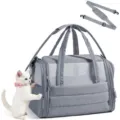 Quilted soft-sided pet carrier bag with strap and mesh for small cats and dogs travel. - Gray