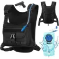 Men tactical chest bag running sports vest multi-functional reflective cycling vest pack - Black (Without Water Bladder)
