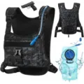 Men tactical chest bag camouflage sports running vest outdoor cycling backpack with water bladder - Navy Blue (Without Water Bladder)
