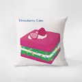 Coussin décoratif moderne et minimaliste avec motif de gâteau aux fraises, housse en velours. - 35x35cm (Housse seule) / Dopamine crème-1