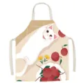 Lindo delantal de gato blanco de dibujos animados para cocina, bata antifouling de estudio de arte. - 65x75cm Adulto / Tiempo Libre 02