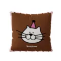 Funda de cojín de gato marrón con bonito diseño de dibujos animados, funda decorativa. - Estampado de Doble Cara 35x35cm (Fundas Sin Relleno) / Estilo Maillard Gato A