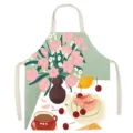 Bonito delantal de cocina con estampado de tulipanes y frutas, algodón cómodo para cocinar. - 65x75cm Adulto / Tiempo Libre 03
