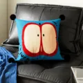 Blue cartoon apple throw pillow with black pom poms for living room sofa cushion detail. - 35x35cm Pillowcase Without Core / Half Fruit Black Pom-Pom