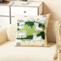 Cojín decorativo con estampado de lindos animales de dibujos animados para sofá de sala de estar. - Doble Cara 35x35cm (Funda Sin Relleno) / Perro Blanco de Primavera
