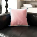 Cojín cuadrado estilo dopamina con diseño bicolor rosa y azul, suave y cómodo para el sofá de casa. - Doble Cara 35x35cm (Funda Sin Relleno) / Borde de Nube Rosa