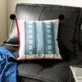 Bauhaus style geometric square throw pillow with black pom-poms, decorative cushion for sofa. - 35x35cm Pillowcase Without Core / Window Shadow Black Pom-Pom